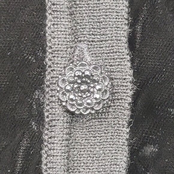 90s Robert Scott Ltd VTG Black Velvet Cardigan S Wool Rayon Decorative Buttons - Picture 2 of 10